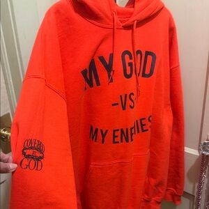 Gildan Orange Hoodie with Black Text